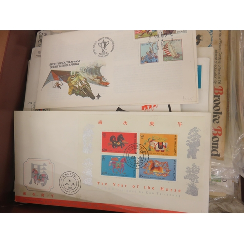 179 - Box with Cigarette Cards and First Day Covers