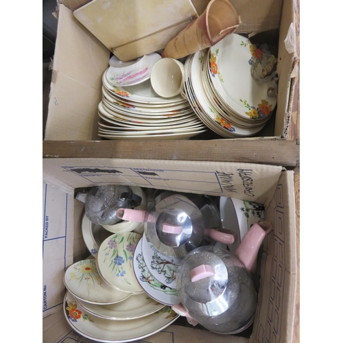 194 - Two boxes of boxed Dinner Ware etc. and Washboard