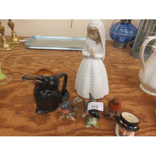 212 - Three Beswick Birds, one Nao Figure and two others