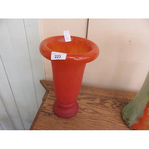 223 - Scottish Glass Vase on Red and Orange ground