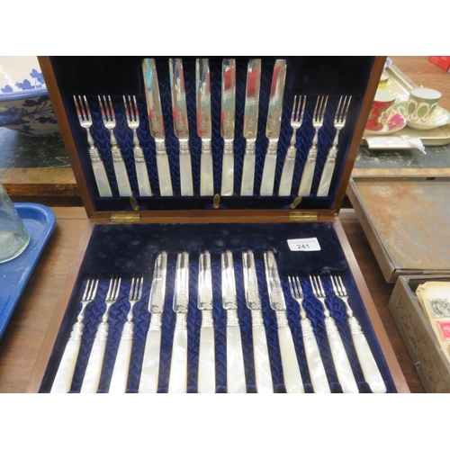 241 - Cased Mother of Pearl Dessert  Cutlery Set