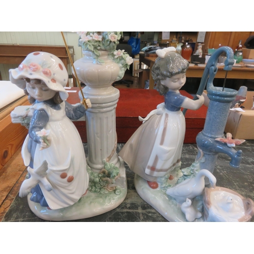 289 - Two Lladro Figures, Girl at Pump and Girl with Umbrella