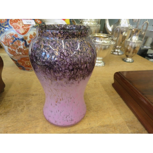 309 - Scottish coloured Glass Vase on Pink Ground