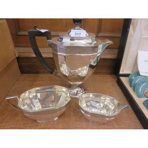 317 - Three piece Plated Tea Service