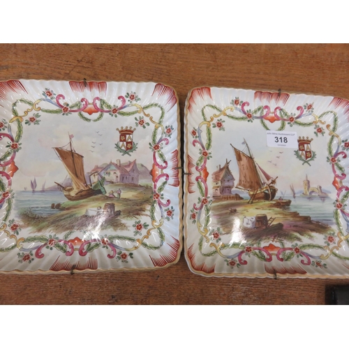 318 - Pair of Hand Painted French Wall Hanging Plates