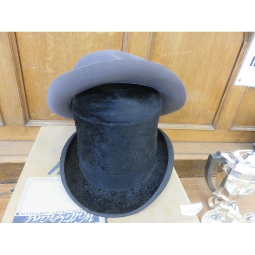 320 - Watt & Grant of Aberdeen Top Hat and one other Hat