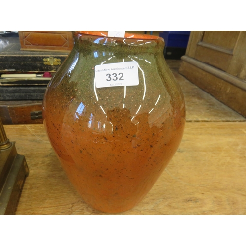 332 - Scottish Glass Vase on Orange and Brown Ground