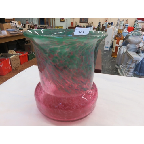 361 - Scottish Glass Vase on Blue and Pink Ground