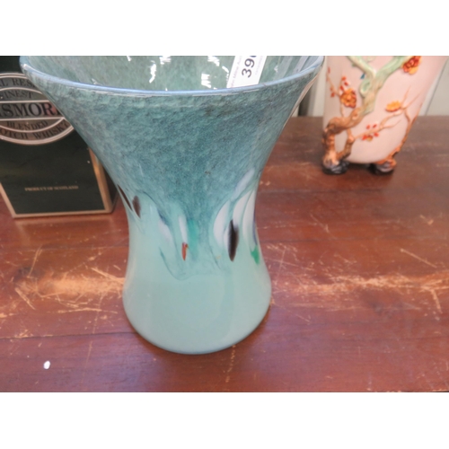 390 - Scottish Glass Vase on Blue Ground