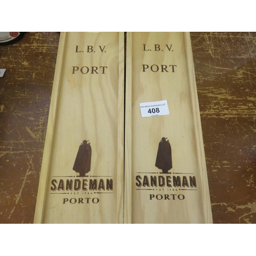 408 - Two Boxed Bottles of Sandeman 1989 Port