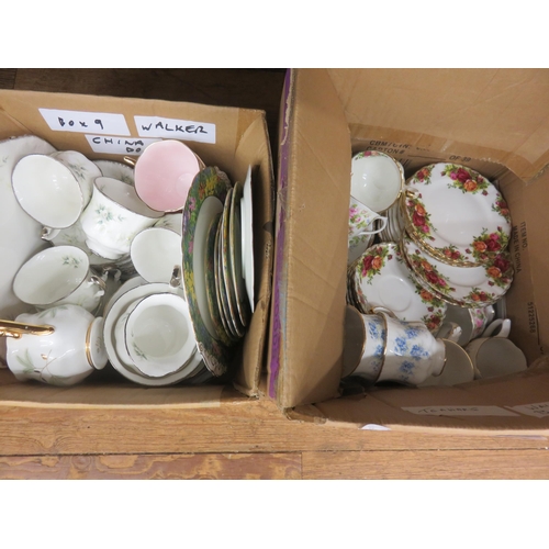 431 - Two boxes of mixed Tea Sets, Country Roses, Paragon etc.