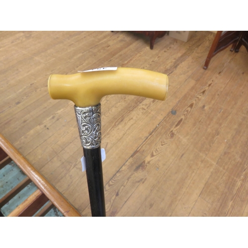 453 - Silver Mounted Bone Handled Walking Stick