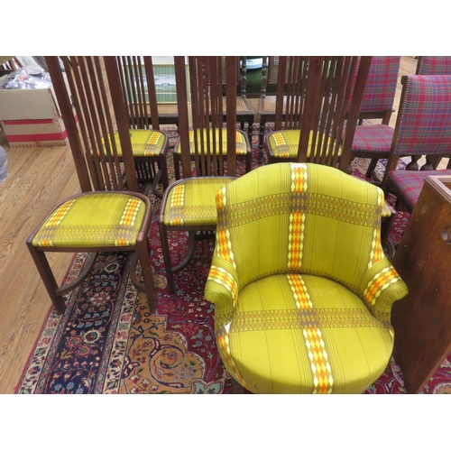 476 - Set of six Mahogany High Back Dining Chair and matching Tub Chair