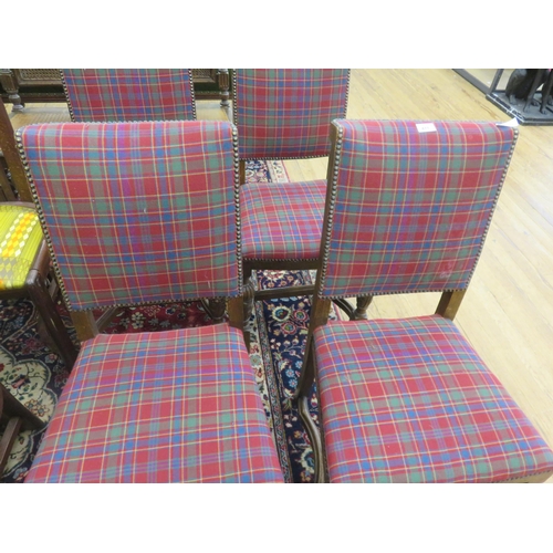 477 - Four Tartan Upholstered Dining Chairs