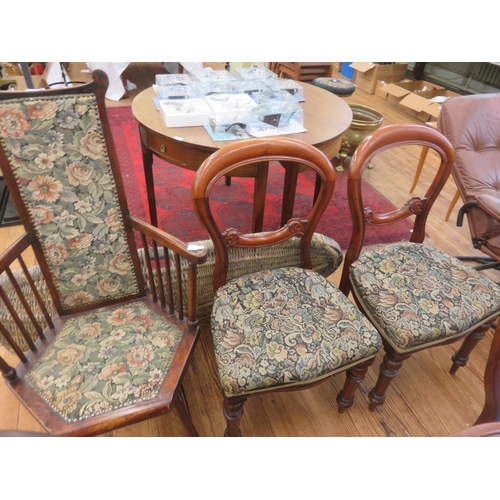 481 - Mahogany Framed Open Armchair and Two Balloon Back Chairs