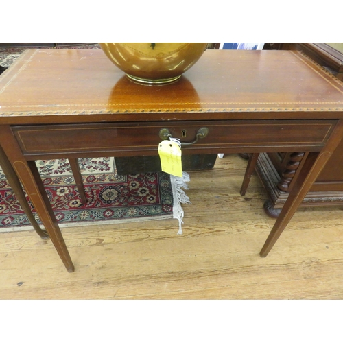 496 - Edwardian Inlaid Mahogany Side Table with Drawer