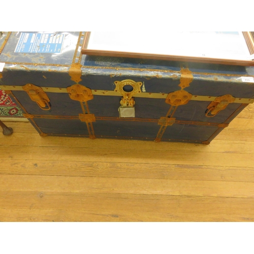 498 - Large Metal Vintage Travel Trunk