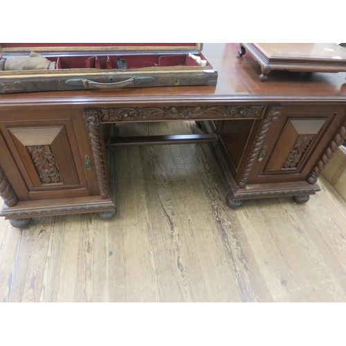 506 - Carved Mahogany Partners Desk