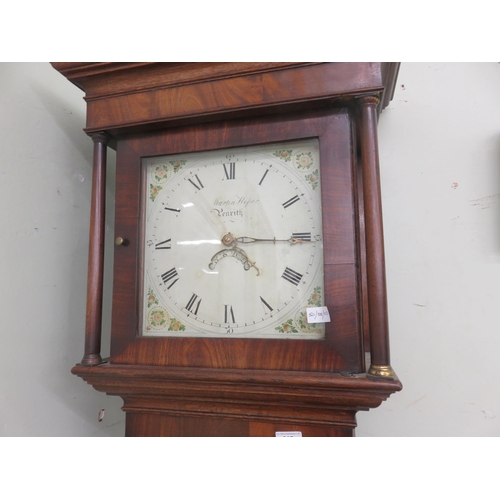 517 - Oak Longcased Clock, Square Hood, 24 hour dial, by Martin Roper of Penrith with weights and pendulum