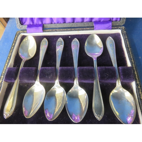 69 - Two Cased Sets of Six Sheffield Silver Teaspoons