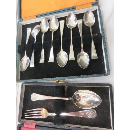 73 - Set of Eight Silver Coffee Spoons and Silver Desert Fork and Spoon