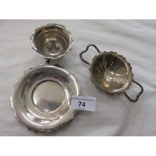 74 - Silver Strainer, Matching Liner and 1 Other, 4 Troy Oz.