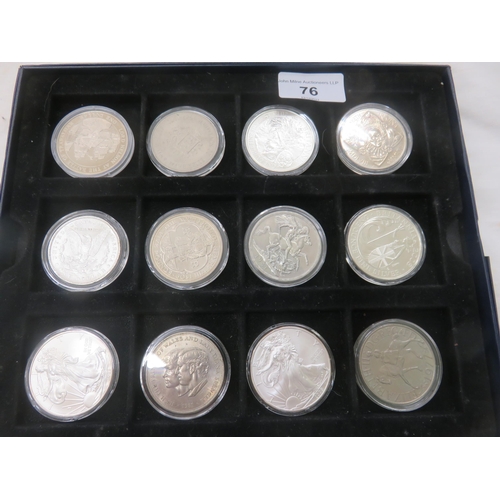 76 - Case containing four Silver and eight other coins