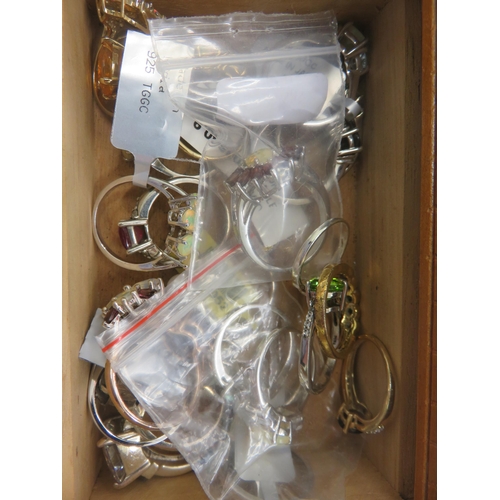 77 - Box containing approx. 26 modern Silver Dress Rings