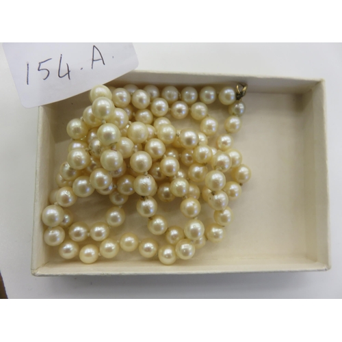 154A - Pearl Necklace on 9ct. Gold Clasp