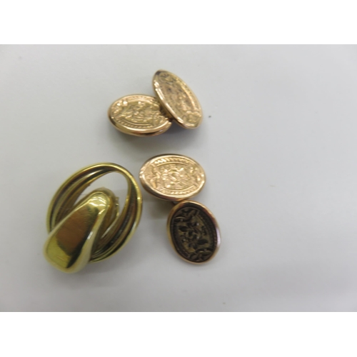 164 - Pair of 9ct. Gold Cufflinks and 9ct. Gold Earring