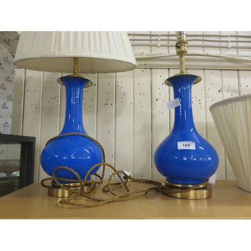 189 - Pair of Blue Baluster Table Lamps