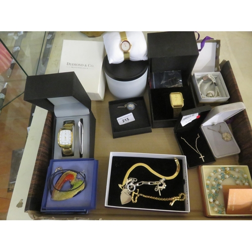 215 - Tray Lot: Wrist Watches and Costume Jewellery