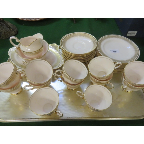 276 - Twelve piece Pink and Gilt Tea Set