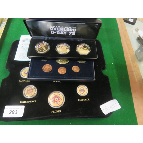 293 - Scottish Coin Set, D Day Coin Set, Decimal Coin set and two pre-decimal coin sets