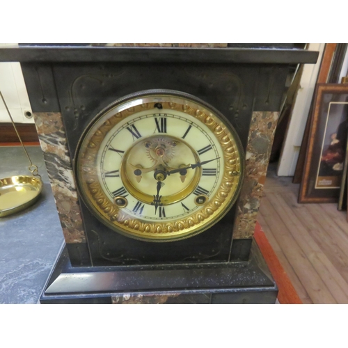 308 - Slate and Granite Mantel Clock