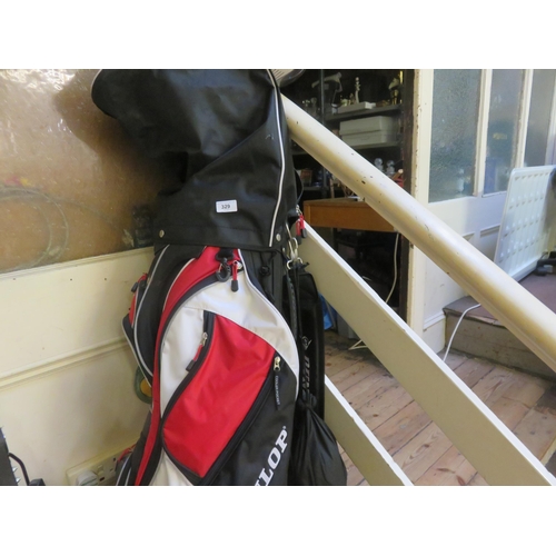 329 - Full Set of Dunlop Golf Cubs in Dunlop Bag with Trolly