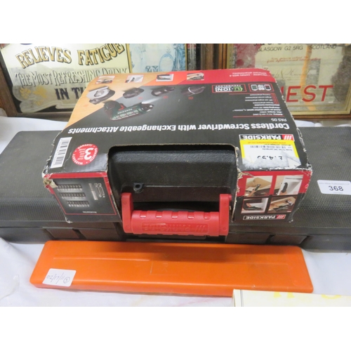 368 - Boxed Challenge Laser Level with Stand Kit and Boxed Cordless Screw Driver with Attachments, Boxed M... 