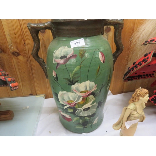 375 - Two Handled Painted Oriental Vase