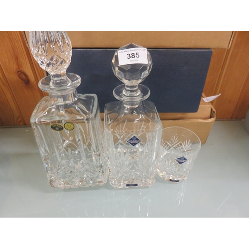 385 - Four Edinburgh Crystal Tumblers, Decanter and Bohemia Boxed Decanter