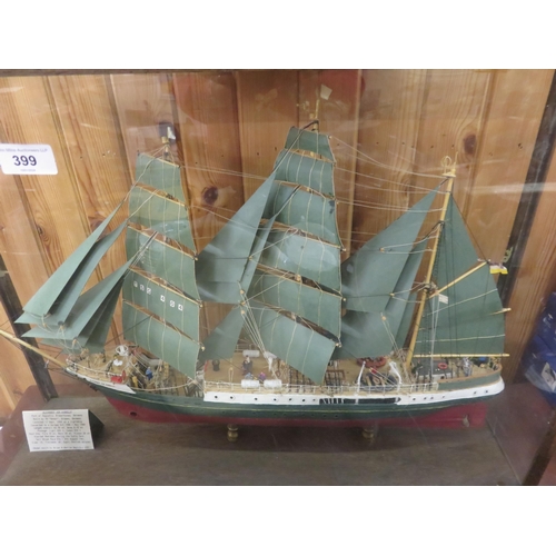 399 - Cased Model 0f 'Alexander Von Homboldt' Ship with Information Folder