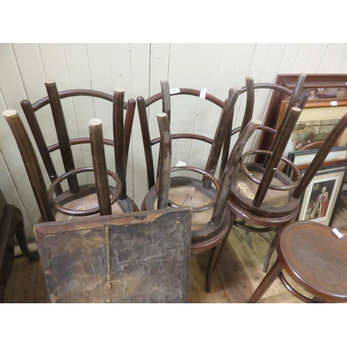 459 - Four Bentwood Stools and Three Bentwood Chairs