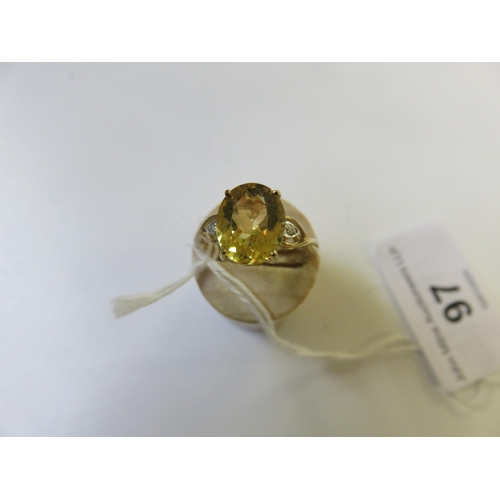 97 - 9ct Gold  Citrine Type Dress Ring