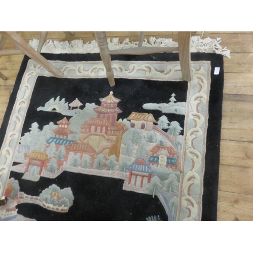 418A - Chinese Wool Rug on Deep Blue Ground