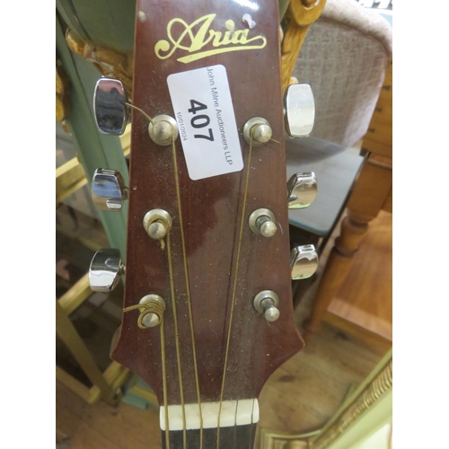 407 - Aria Acoustic Guitar With Odd Hard Case