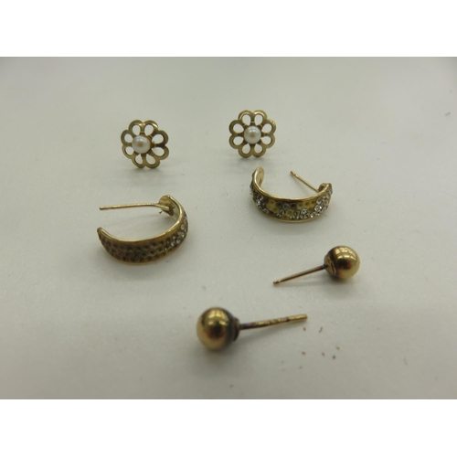 100 - Three pairs of 9ct. Gold Earrings