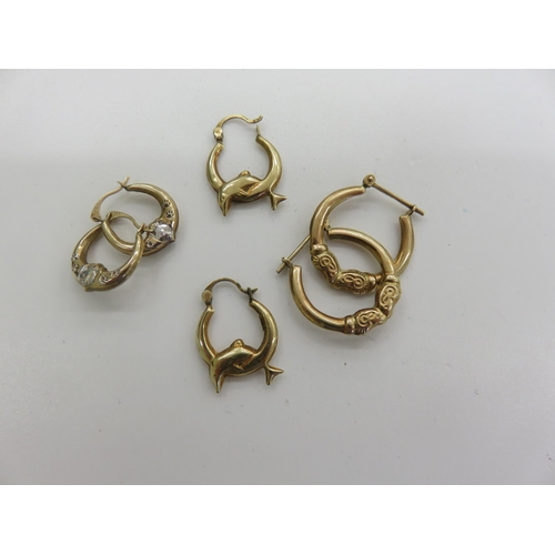 101 - Three pairs of 9ct. Gold Hooped Earrings