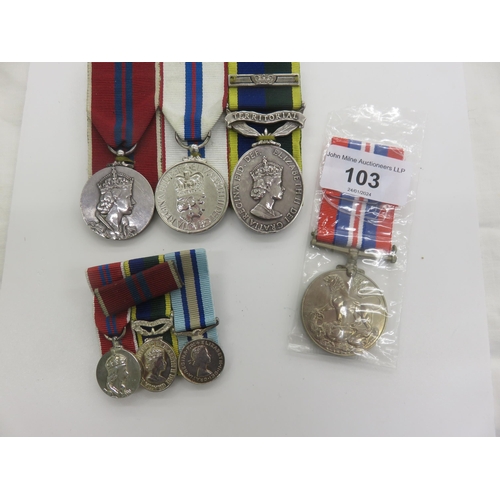 103 - Queen Elizabeth Coronation Medal, Silver Jubilee Medal and Efficiency Medal St. Edwards Crown Clasp ... 