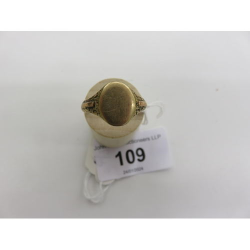 109 - 9ct. Gold Signet Ring, 3 grams