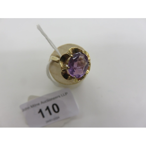 110 - 9ct. Gold and Amethyst Dress Ring