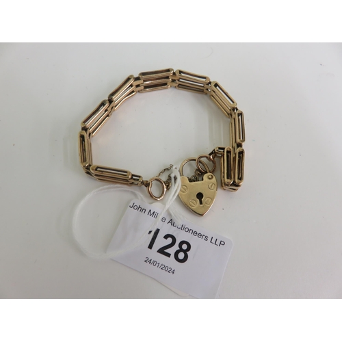 128 - 9ct. Gold Gate Bracelet 16.2 grams